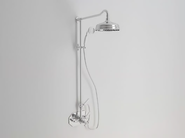 DARK WHITE - Wall-mounted thermostatic shower panel with hand shower _ Park Avenue